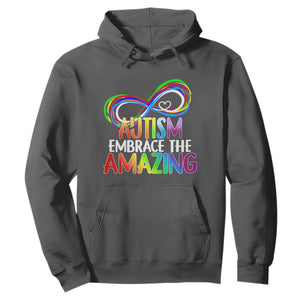 Autism Acceptance Hoodie Embrace The Amazing Spectrum Rainbow Infinity Symbol TS02 Dark Heather Printyourwear