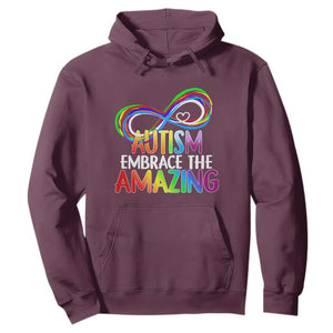 Autism Acceptance Hoodie Embrace The Amazing Spectrum Rainbow Infinity Symbol TS02 Maroon Printyourwear
