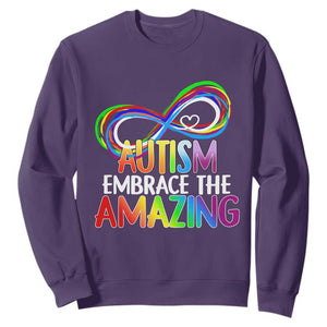 Autism Acceptance Sweatshirt Embrace The Amazing Spectrum Rainbow Infinity Symbol TS02 Purple Printyourwear