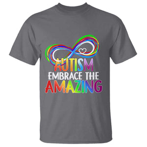Autism Acceptance T Shirt Embrace The Amazing Spectrum Rainbow Infinity Symbol TS02 Charcoal Printyourwear