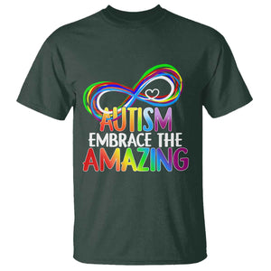 Autism Acceptance T Shirt Embrace The Amazing Spectrum Rainbow Infinity Symbol TS02 Dark Forest Green Printyourwear