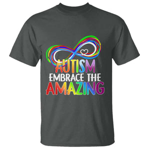 Autism Acceptance T Shirt Embrace The Amazing Spectrum Rainbow Infinity Symbol TS02 Dark Heather Printyourwear