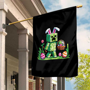 Pixel Easter Bunny Gamer Parody Graphic Garden Flag Funny Block Style Rabbit with Eggs Basket Gaming Humor Gift TS02 Print Your Wear