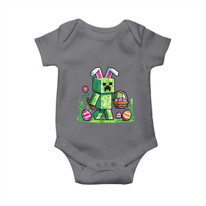 Pixel Easter Bunny Gamer Parody Graphic Baby Onesie Funny Block Style Rabbit with Eggs Basket Gaming Humor Gift TS02 Charcoal Print Your Wear