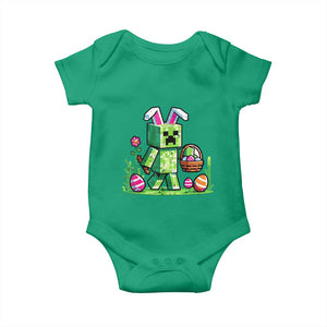 Pixel Easter Bunny Gamer Parody Graphic Baby Onesie Funny Block Style Rabbit with Eggs Basket Gaming Humor Gift TS02 Irish Green Print Your Wear