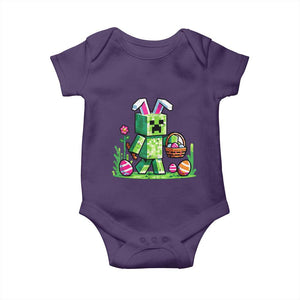 Pixel Easter Bunny Gamer Parody Graphic Baby Onesie Funny Block Style Rabbit with Eggs Basket Gaming Humor Gift TS02 Purple Print Your Wear