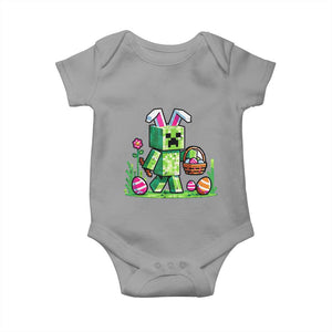 Pixel Easter Bunny Gamer Parody Graphic Baby Onesie Funny Block Style Rabbit with Eggs Basket Gaming Humor Gift TS02 Sport Gray Print Your Wear