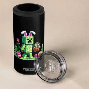 Pixel Easter Bunny Gamer Parody Graphic 4 in 1 Can Cooler Tumbler Funny Block Style Rabbit with Eggs Basket Gaming Humor Gift TS02 Print Your Wear