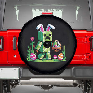 Pixel Easter Bunny Gamer Parody Graphic Spare Tire Cover Funny Block Style Rabbit with Eggs Basket Gaming Humor Gift TS02 Black Print Your Wear