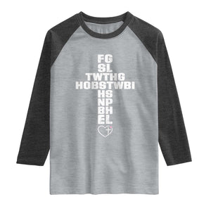 For God So Loved The World John 3 16 Acronym Christian Cross Raglan Shirt Faith Statement Inspirational Religious Gift TS02 Heather Gray Heather Charcoal Print Your Wear