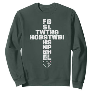 For God So Loved The World John 3 16 Acronym Christian Cross Sweatshirt Faith Statement Inspirational Religious Gift TS02 Dark Forest Green Print Your Wear