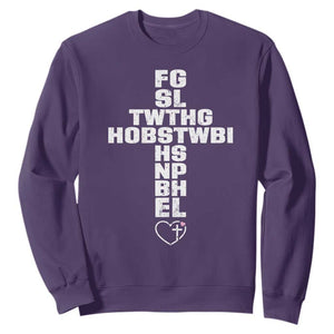 For God So Loved The World John 3 16 Acronym Christian Cross Sweatshirt Faith Statement Inspirational Religious Gift TS02 Purple Print Your Wear