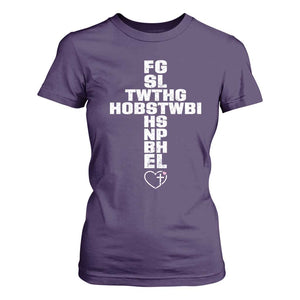 For God So Loved The World John 3 16 Acronym Christian Cross T Shirt For Women Faith Statement Inspirational Religious Gift TS02 Purple Print Your Wear