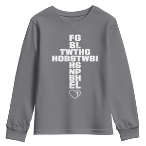 For God So Loved The World John 3 16 Acronym Christian Cross Youth Sweatshirt Faith Statement Inspirational Religious Gift TS02 Charcoal Print Your Wear