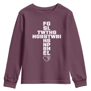 For God So Loved The World John 3 16 Acronym Christian Cross Youth Sweatshirt Faith Statement Inspirational Religious Gift TS02 Maroon Print Your Wear