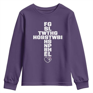 For God So Loved The World John 3 16 Acronym Christian Cross Youth Sweatshirt Faith Statement Inspirational Religious Gift TS02 Purple Print Your Wear