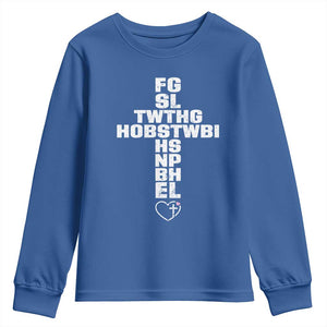 For God So Loved The World John 3 16 Acronym Christian Cross Youth Sweatshirt Faith Statement Inspirational Religious Gift TS02 Royal Blue Print Your Wear