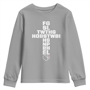 For God So Loved The World John 3 16 Acronym Christian Cross Youth Sweatshirt Faith Statement Inspirational Religious Gift TS02 Sport Gray Print Your Wear