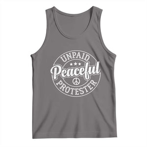 Unpaid Peaceful Protester Vintage Badge Tank Top Retro Script Typography Activist TS02 Deep Heather Print Your Wear