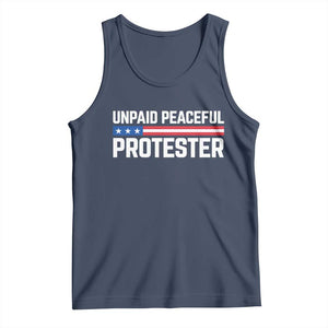 Unpaid Peaceful Protester Patriotic Stripe Tank Top American Flag Activist TS02 Navy Print Your Wear