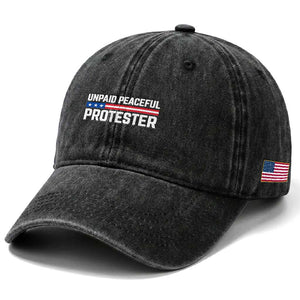 Unpaid Peaceful Protester Patriotic Stripe Washed Cotton Baseball Cap American Flag Activist TS02 Print Your Wear