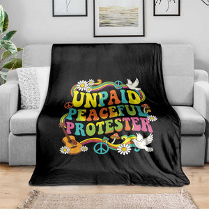 Unpaid Peaceful Protester Retro Hippie Rainbow Throw Blanket Flower Power Peace Activist TS02 Print Your Wear