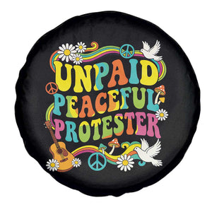 Unpaid Peaceful Protester Retro Hippie Rainbow Spare Tire Cover Flower Power Peace Activist TS02 Print Your Wear