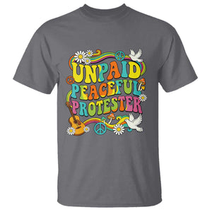 Unpaid Peaceful Protester Retro Hippie Rainbow T Shirt Flower Power Peace Activist TS02 Charcoal Print Your Wear