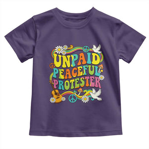 Unpaid Peaceful Protester Retro Hippie Rainbow Toddler T Shirt Flower Power Peace Activist TS02 Purple Print Your Wear