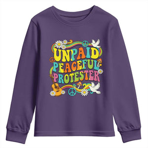 Unpaid Peaceful Protester Retro Hippie Rainbow Youth Sweatshirt Flower Power Peace Activist TS02 Purple Print Your Wear
