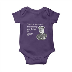 Funny Vintage Ship Captain Saying Baby Onesie No One Remembers the Icebergs You Did Not Hit Dark Humor TS02 Purple Print Your Wear