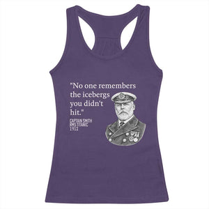 Funny Vintage Ship Captain Saying Racerback Tank Top No One Remembers the Icebergs You Did Not Hit Dark Humor TS02 Purple Print Your Wear