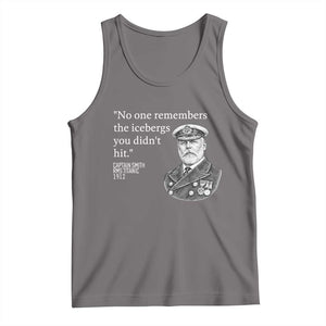 Funny Vintage Ship Captain Saying Tank Top No One Remembers the Icebergs You Did Not Hit Dark Humor TS02 Deep Heather Print Your Wear