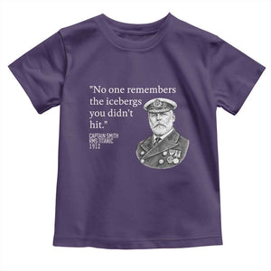 Funny Vintage Ship Captain Saying Toddler T Shirt No One Remembers the Icebergs You Did Not Hit Dark Humor TS02 Purple Print Your Wear