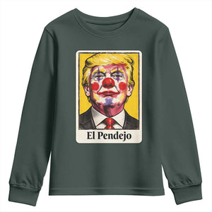 El Pendejo Clown Portrait Satire Youth Sweatshirt Bold Political Humor Vintage Caricature TS02 Dark Forest Green Print Your Wear