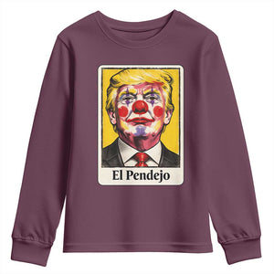 El Pendejo Clown Portrait Satire Youth Sweatshirt Bold Political Humor Vintage Caricature TS02 Maroon Print Your Wear