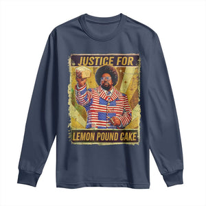 Justice for Lemon Pound Cake Vintage Retro Long Sleeve Shirt Funny Viral Hip Hop Meme Parody Internet Culture Fans TS02 Navy Print Your Wear