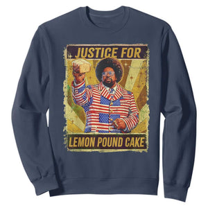 Justice for Lemon Pound Cake Vintage Retro Sweatshirt Funny Viral Hip Hop Meme Parody Internet Culture Fans TS02 Navy Print Your Wear