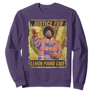 Justice for Lemon Pound Cake Vintage Retro Sweatshirt Funny Viral Hip Hop Meme Parody Internet Culture Fans TS02 Purple Print Your Wear