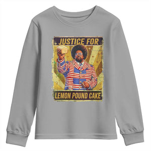 Justice for Lemon Pound Cake Vintage Retro Youth Sweatshirt Funny Viral Hip Hop Meme Parody Internet Culture Fans TS02 Sport Gray Print Your Wear