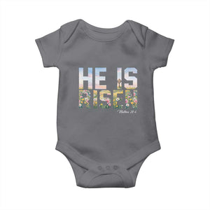 He Is Risen Matthew 28:6 Floral Christian Easter Baby Onesie Spring Flowers Cross Landscape Faith Inspirational Gift TS02 Charcoal Print Your Wear