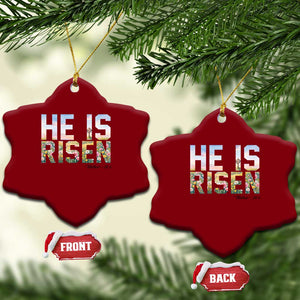 He Is Risen Matthew 28:6 Floral Christian Easter Ceramic Ornament Spring Flowers Cross Landscape Faith Inspirational Gift TS02 Print Your Wear