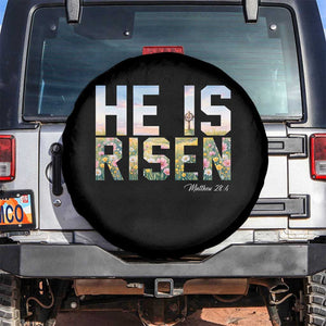 He Is Risen Matthew 28:6 Floral Christian Easter Spare Tire Cover Spring Flowers Cross Landscape Faith Inspirational Gift TS02 No hole Black Print Your Wear