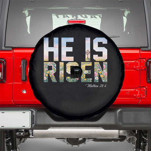 He Is Risen Matthew 28:6 Floral Christian Easter Spare Tire Cover Spring Flowers Cross Landscape Faith Inspirational Gift TS02 Black Print Your Wear