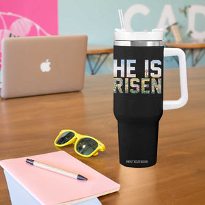 He Is Risen Matthew 28:6 Floral Christian Easter Tumbler With Handle Spring Flowers Cross Landscape Faith Inspirational Gift TS02 Print Your Wear