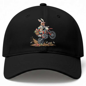 Easter Bunny Dirt Bike Rider Funny Motocross Rabbit Graphic Baseball Cap Cool Off Road Racing Egg Hunt TS02 Print Your Wear