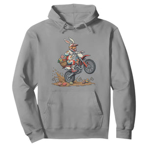 Easter Bunny Dirt Bike Rider Funny Motocross Rabbit Graphic Hoodie Cool Off Road Racing Egg Hunt TS02 Sport Gray Print Your Wear