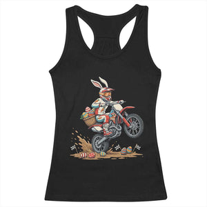 Easter Bunny Dirt Bike Rider Funny Motocross Rabbit Graphic Racerback Tank Top Cool Off Road Racing Egg Hunt TS02 Black Print Your Wear