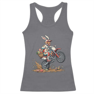 Easter Bunny Dirt Bike Rider Funny Motocross Rabbit Graphic Racerback Tank Top Cool Off Road Racing Egg Hunt TS02 Charcoal Print Your Wear