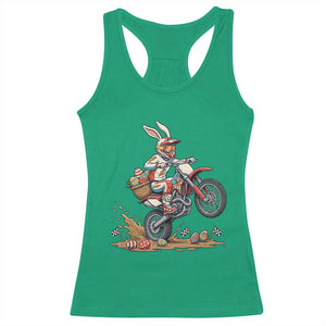 Easter Bunny Dirt Bike Rider Funny Motocross Rabbit Graphic Racerback Tank Top Cool Off Road Racing Egg Hunt TS02 Irish Green Print Your Wear